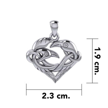 Love of The Mythical Celtic Heart Raven Silver Jewelry Pendant TPD6024 - Jewelry